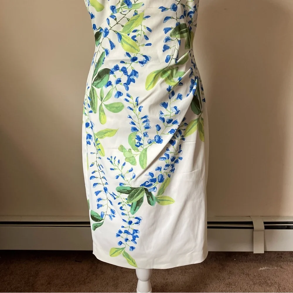 Karen Millen White Ivory Floral Wisteria Print Strappy Sheath Dress size 8 - Picture 7 of 11